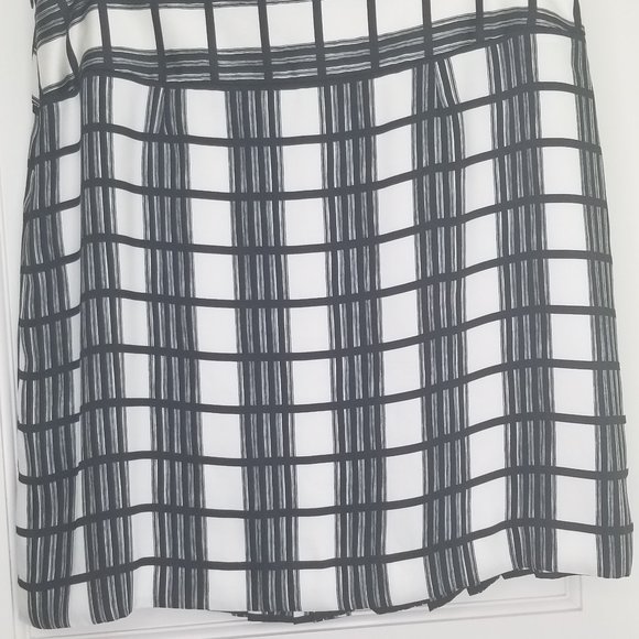 Judith & Charles Lined Black and White Plaid Front Pleated A-Line Skirt Size 8 - Picture 3 of 8
